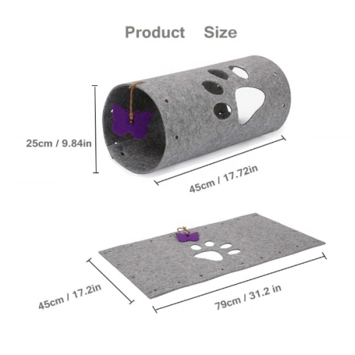 Collapsible Felt Cat Tunnel Toy