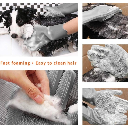Pet Bathing Scrubber Gloves