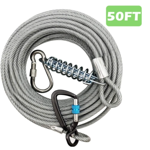 Extra Solid Dog Tie Out Cable with Spring