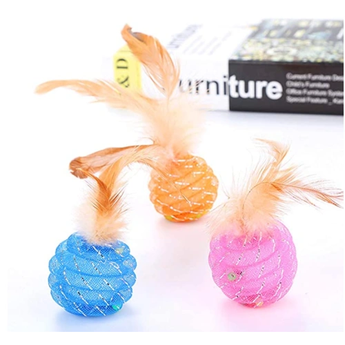 Cat Ball Toys with Feather