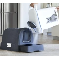 Dark-Grey Hooded Cat Litter Box