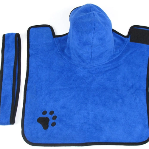 Blue Big Microfiber Absorbent Dog Bathrobe