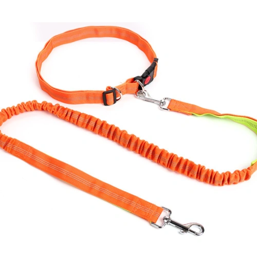 Multicolor nylon adjustable hands free dog bungee leads