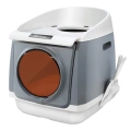 Gray Hooded Kitty Litter Box Two-Door