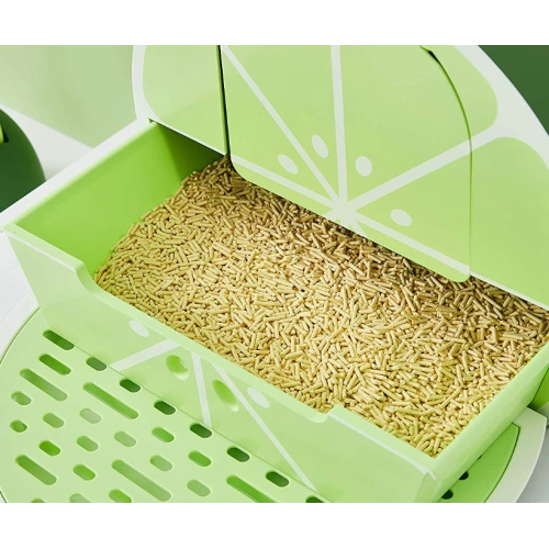 Green Lemon Covered Cat Litter Box with Lid