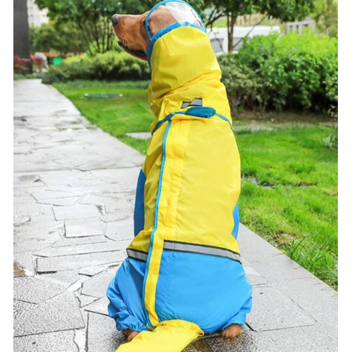 Brown and Yellow Pet Jumpsuit Raincoat