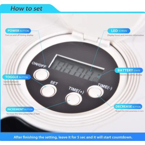 Timed Feed 6 Meal Trays Pet Feeder