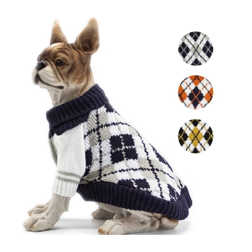 Dog Sweater Plaid Warm Clothes