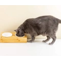 Elevated Bamboo Pet Table with Duo Bowls