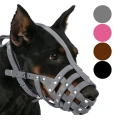 Pink Gray Leather Dog Muzzle